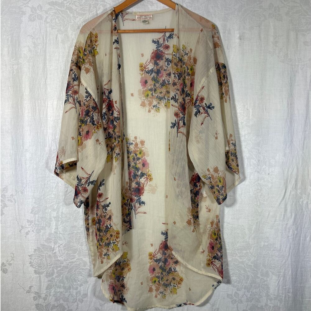 Band of Gypsies Kimono Small Medium Sheer Floral Long BOG Collective